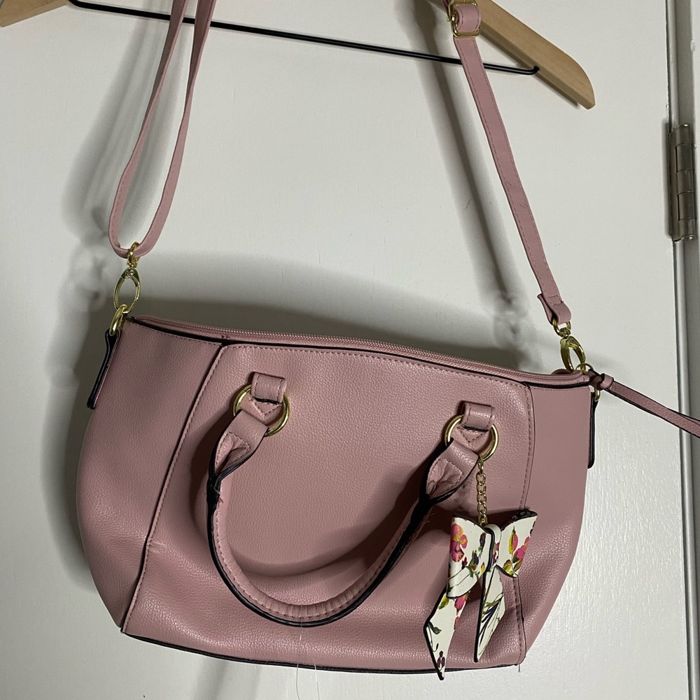 Minicci Pink Shoulder Bag with Bow Accent